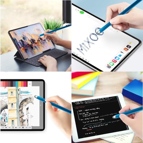 3-Pack 7.3’’ Fine Micro-Knit Mesh Tip Capacitive Stylus Pens for Touch Screens with Replaceable Mesh Tips, Extra Long Universal Stylus Pens and Cleaning Cloth (Black, Blue, Red) - color: Black, Blue, Red