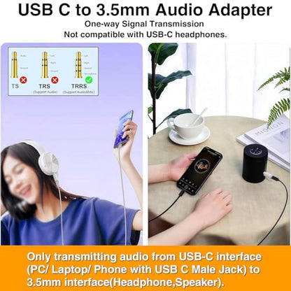 Poyiccot USB C to 3.5mm Jack Audio Adapter 1Pack, USB Type C Female to 3.5mm Male Audio Adapter, Type C to AUX Headphone Stereo HiFi DAC Jack for iPhone 15, MacBook, Car Headphone, White - style: 1 Pack Male to Female White