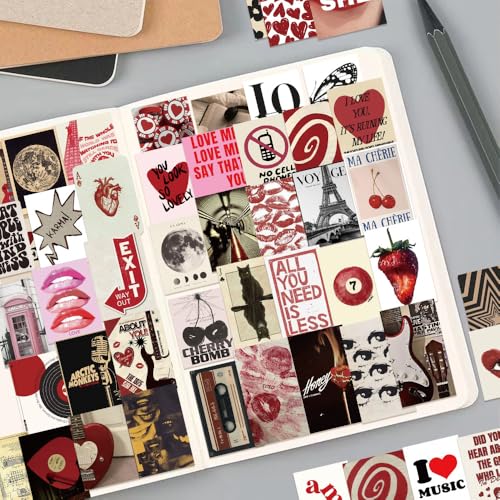 50 Pcs Aesthetic Vinyl Stickers Waterproof | Aesthetic waterproof vinyl decals for phone, laptop, journals, party decor, DIY crafts and personalized accessories. - style: J-02