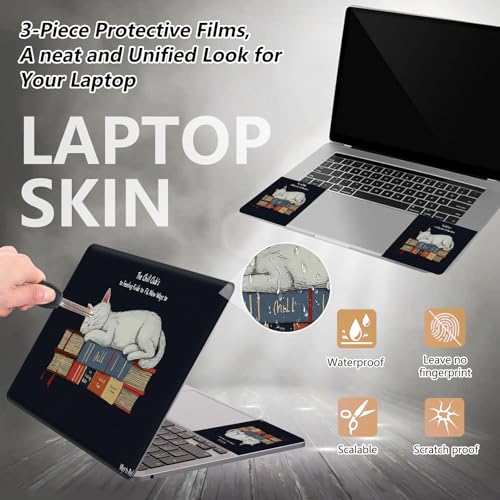 Laptop Skin Sticker for 12.1”-15.6“ Laptops (Fits 13”, 13.3”, 14”, 15”, 15.4”) | Protective Universal Reusable Vinyl Art Decal Cover | Waterproof & Scratch-Resistant-White Cat Relax Chill Clubs - color: White Cat Relax Chill Clubs
