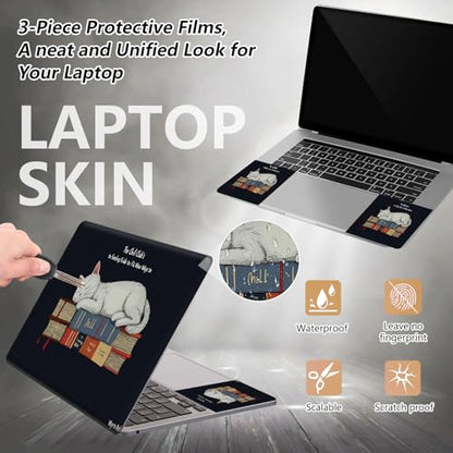 Laptop Skin Sticker for 12.1”-15.6“ Laptops (Fits 13”, 13.3”, 14”, 15”, 15.4”) | Protective Universal Reusable Vinyl Art Decal Cover | Waterproof & Scratch-Resistant-White Cat Relax Chill Clubs - color: White Cat Relax Chill Clubs