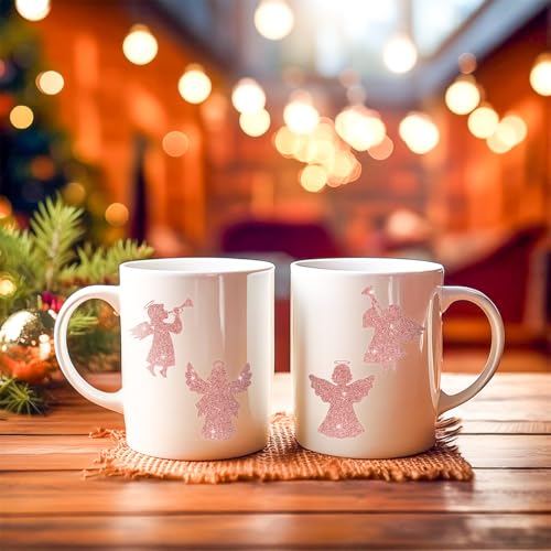 Christmas Foil Angel Stickers - 1000 Pcs Rose Gold Angel Waterproof Vinyl Reusable Laptop Stickers Coloring Book Scrapbook Water Bottle Page Activity Pad Birthday Party Favors Kids Skateboard - style: Christmas Rose Gold Angel