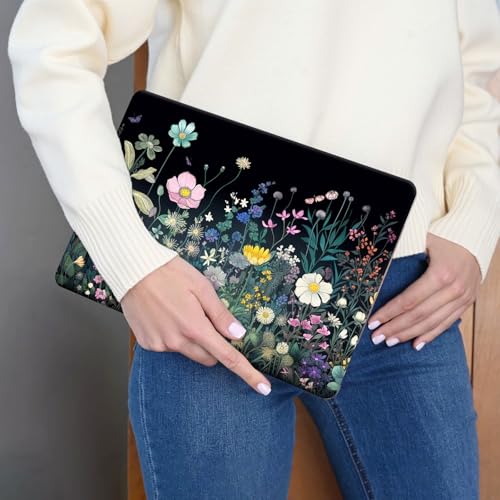 Laptop Skin Sticker 3-Piece Set,Colourful Wild Flower | Trim-to-fit 3-piece vinyl set with one 15 x 10.6 in lid skin and two palm-rest decals for many 12-15.6 in laptops - color: Colourful Wild Flower