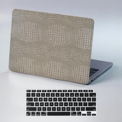 DTangLsm for Crocodile MacBook Air 13 inch Case 2026-2022 M5 M4 M3 M2 Chip | Model A3449 A3240 A3113 A2681, Crocodile Print Alligator Snakeskin Texture PU Leather Hard Shell Case&Keyboard Cover, Silver - color: # Crocodile Silver