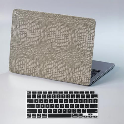 DTangLsm for Crocodile MacBook Air 13 inch Case 2026-2022 M5 M4 M3 M2 Chip | Model A3449 A3240 A3113 A2681, Crocodile Print Alligator Snakeskin Texture PU Leather Hard Shell Case&Keyboard Cover, Silver - color: # Crocodile Silver