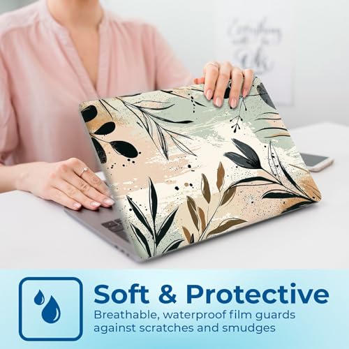 Reusable Universal Laptop Skin Sticker, Cut to Fit for 11.6–15.6 Inch Laptops, Waterproof Protective Film, No-Residue - Botanical Leaves - color: Botanical Leaves