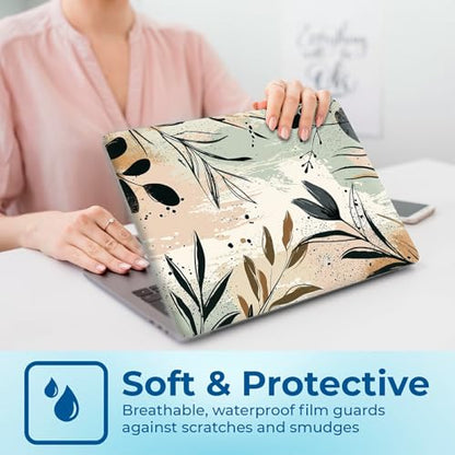 Reusable Universal Laptop Skin Sticker, Cut to Fit for 11.6–15.6 Inch Laptops, Waterproof Protective Film, No-Residue - Botanical Leaves - color: Botanical Leaves