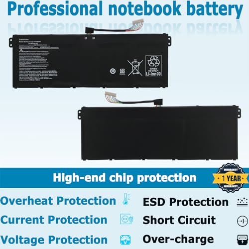 AP19B8M Laptop Battery Compatible with ACER Swift 3 SF314-59 TravelMate P4 TMP414-51 Porsche Design Book RS AP714-51GT Series KT0030G024 11.61V 55.97Wh 3-Cell - style: AP19B8M