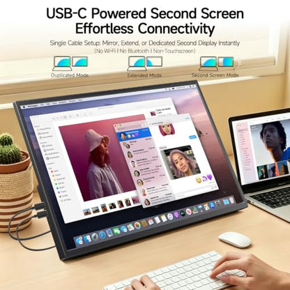 Large Portable Monitor 23.8inch 120Hz USB-C Monitor, Laptop Screen Extender | Ultra-Slim Travel IPS Display with HDR, 100% sRGB, VESA Mount & Built-in Speakers for Mac Phone PS5 Xbox Switch - size: 23.8
