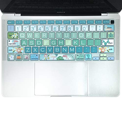 Keyboard Cover Protector for 2020 Apple MacBook Air 13.3 inch (Model: A2179, A2337 M1 Chip, US Layout) with Touch ID, Silicone Skin Keyboard Protector with Floral Design, Flamingo - color: Flamingo