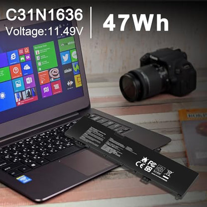 Futurebatt C31N1636 Laptop Battery for Asus VivoBook Pro 15 N580V N580VD N580VN N580GD NX580V NX580VD NX580GD X580V X580VD X580VN X580GD M580GD M580VD ZenBook Pro UX502VD N580VD-DM027T DM129T 47Wh - size: C31n1636 12.2 4.6 1.0 in