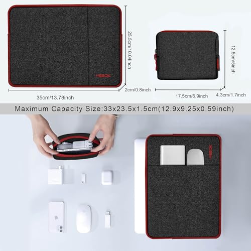 Hseok Laptop Case 13.3 14 inch Sleeve with Additional Case Compatible with MacBook Pro/Neo 14 inch M5/M4/M3/M2/M1 All Model of 13.3 Inch Mac Air/Pro, XPS 13 14 and More 13.3"-14" Notebooks,Bk-red - color: Black-red