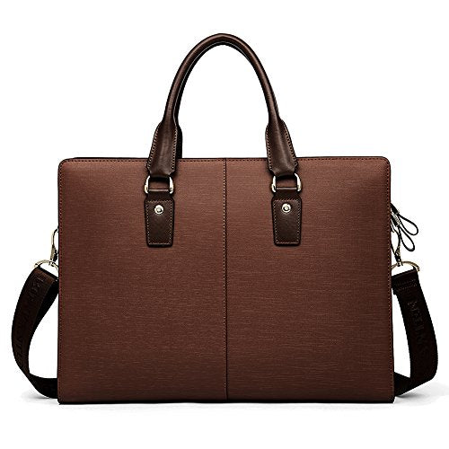 BOSTANTEN Leather Lawyers Briefcase Laptop Business Slim Bags for Men & Women - color: Coffee Medium