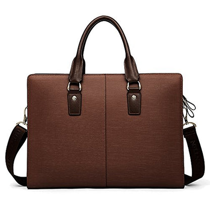 BOSTANTEN Leather Lawyers Briefcase Laptop Business Slim Bags for Men & Women - color: Coffee Medium