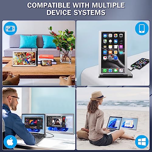 12'' Portable Monitor for Laptop Screen Extender for 13.3'' MacBook, Designed for MacBook Screen Extender FHD 1080P IPS Display Plug and Play P1M - style: Dual-13.3mac