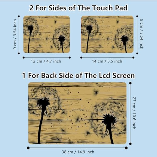 Universal Laptop Skin Sticker with 2 Wrist Pad Skins, Waterproof Scratch Resistant Vinyl Laptop Cover Decal, Cut to Fit for 11–15.6 Inch MacBook HP Dell Lenovo, Dandelion Wood - color: Dandelion Wood