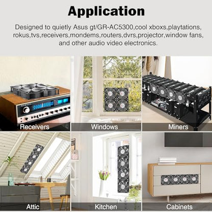 Wathai 4 x 120mm GPU Mining Rigs Server Racks Fan with 110V - 240V AC Plug | Dual Ball Fans Cooling with Variable Speed Control for Big Airflow for AV Cabinets, TVs Routers. Amplifier, Refrigerator cool - style: 4x120mm fan
