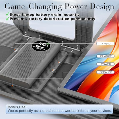 Teamgee 15.6" Triple Laptop Screen Extender with Power Bank, FHD 1080P IPS | Triple Monitor, Fits 13-17" Laptops (Mac/Windows/Android), Ideal for Home Office/Small Business