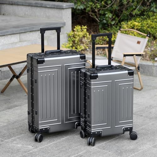 All Aluminum Magnesium Carry On Luggage，Cut from Whole Aluminum Sheet，22x14x9 Airline Approved ，（3rd Generation，Premium Magnesium Metal zipperless suitcase ） (grey, 20inch) - color: grey, size: 20 inch