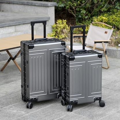 All Aluminum Carry On Luggage，Cut from Whole Aluminum Sheet，22x14x9 Airline Approved ，（3rd Generation，Premium Metal zipperless suitcase ） (grey, 26inch) - color: grey, size: 26 inch