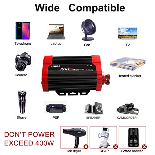 400W Power Inverter, Suitable for Mobile Phones, Laptops, Etc. | DC 12V to 110V AC Car Plug Adapter Socket, 2 Charger Sockets And Dual 3.1A USB Ports, Car Charger Cigarette Lighter Adapter - size: 400W-R
