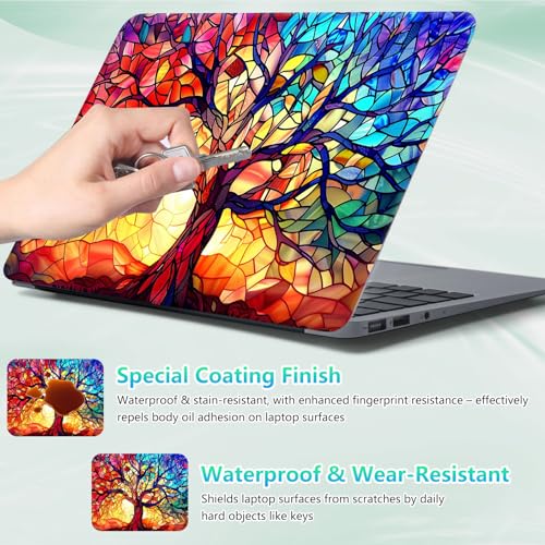 Laptop Skin Sticker Decal 12"-15.6" Universal Laptop/Notebook/Netbook Vinyl - Waterproof Scratch Resistant,Fits HP Dell Lenovo MacBook,2 Free Wrist Pads,Easy Apply & Remove,Colorful Tree Cute - color: Colorful Tree Cute