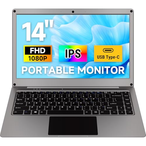 ELECROW 14 Inch Portable Monitor with Keyboard with RPi5 & Jetson Adapters | 1080P Lapdock Display with Built-in Battery Compatible with Raspberry Pi, PC, Phone, Mac, Game Console