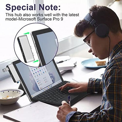 Surface Docking Station with 4K HDMI+USB-C Thunderbolt 4 (Display+Data+PD 100W)+USB 3.0/2.0+TF Card Slot, Triple Display USB C Hub for Surface Pro 8