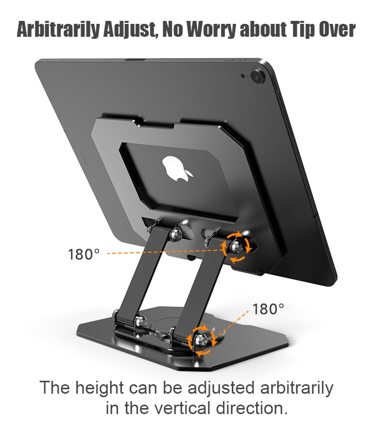 360° Rotating Tablet Desk Holder for All iPad/Tablets | For iPad, For Tablets, Universal Compatibility - color: Black