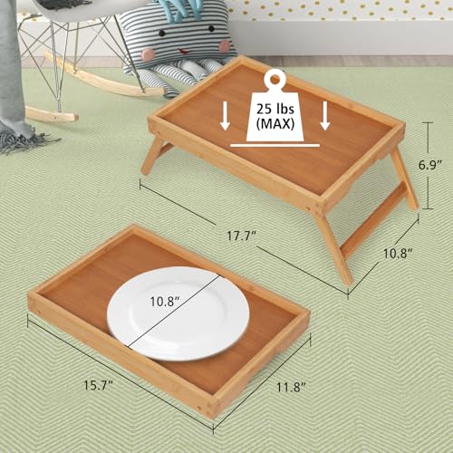 Artmeer FSC 100% Bamboo Bed Tray with Folding Legs, Medium, Natural | FSC 100% bamboo bed tray with folding legs, handles and raised edges for meals, laptops, reading and serving in bed. - color: Bamboo, size: Medium