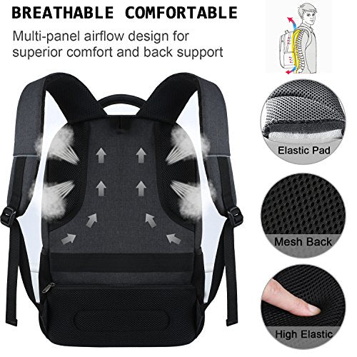 17 Inch Laptop Backpack, Business Anti Theft Slim College Backpack | Water Resistant Durable Computer Bag Gift for Women & Men Fits 15.6 Inch Laptop and Notebook - Black - color: Black, size: 17 Inch, style: Laptop Backpack, Business Anti Theft Slim Durab