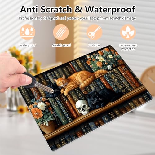 Laptop Skin Sticker Decal 15.6 Inch,12 13 13.3 14 15 15.6 in Laptop Netbook Skins for Notebook,Art Decal Removable Waterproof Scratch Resistant,Universal Vinyl Cover,Cat Bookshelf - color: Cat Bookshelf