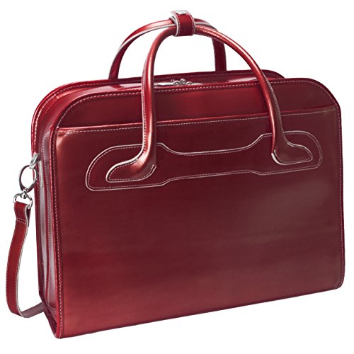 McKleinUSA McKlein WILLOWBROOK, 17" Leather Detachable -Wheeled Ladies' Laptop/Computer & Tablet Business Briefcase Bag/Women's Rolling Overnight Travel Bag, Removable trolley case - color: Red, size: 18"x8.75"x14.5"
