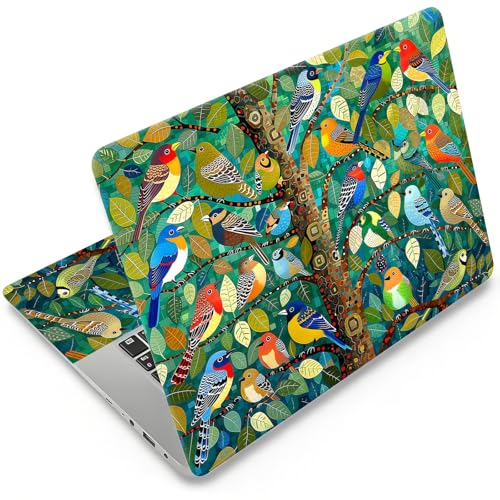 DEGDFSGR 12.1-15.6 Inch Universal Reusable Laptop Skin Sticker Decal, Waterproof Removable Protector for Notebook Cover, Scratch-Resistant Vinyl Cuttable Full Wrap Sticker, Mosaic Birds in Tree Print - color: Mosaic Birds In Tree Print
