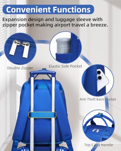 LARVENDER Carry on Luggage Sets 3 Piece, 20 Inch Suitcases, Navy Glow | 22x14x9 Airline Approved, Gradient PC+ABS Hardshell, Smooth 360° Wheels, TSA Lock, 3-Piece Set with Color-matched Backpack - color: Navy Glow 20BP, size: 3 Piece Set (Backpack/TB/20)