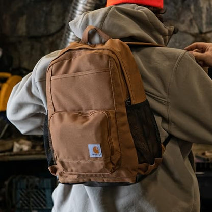 Carhartt 23L Single-Compartment Backpack, Durable Pack with Laptop Sleeve and Duravax Abrasion Resistant Base, Carhartt Brown - color: Carhartt Brown
