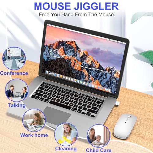 Bluetooth Wireless Mouse for MacBook Air Mac Pro iPad Laptop Computer Pad Optical Rechargeable Slim Silent Dual Mode (2.4G USB-C/USB-A&Bluetooth 5.2/3.0) Mouse Jiggler for Computer Awakening - Silver - color: SILVER