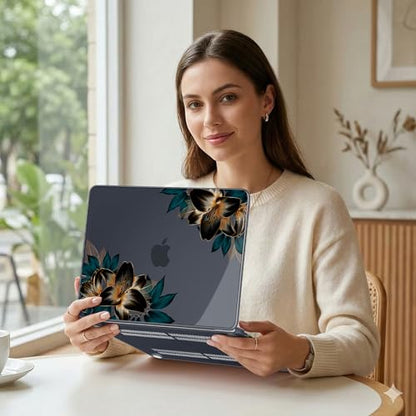 MEEgoodo 4-in-1 Printed Case for MacBook Neo 13 inch 2026 Release Model A3404, Laptop Hard Shell Cases with Keyboard Skin & Screen Protector & Webcam Covers, Golden Lilies - color: Golden Lilies