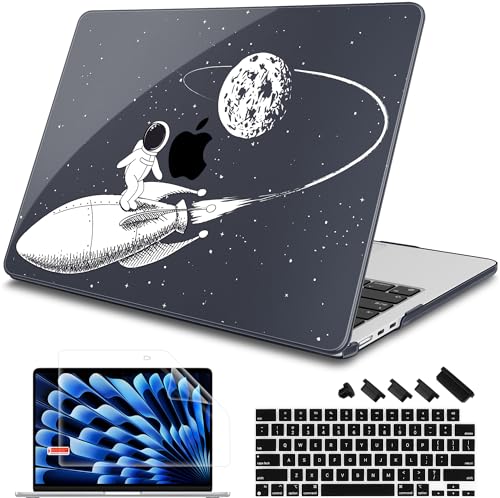 Mektron for 2026/2025/2024/2023 MacBook Air 15 INCH M5 A3448 /M4 A3241 /M3 A3114 /M2 A2941 Case, Printed Plastic Hard Shell Cover with 15.3" Liquid Retina Display Touch ID, Astronauts - color: Astronauts