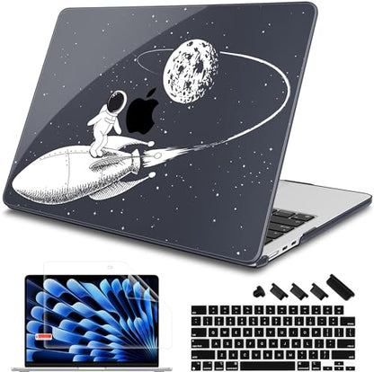 Mektron for 2026/2025/2024/2023 MacBook Air 15 INCH M5 A3448 /M4 A3241 /M3 A3114 /M2 A2941 Case, Printed Plastic Hard Shell Cover with 15.3" Liquid Retina Display Touch ID, Astronauts - color: Astronauts