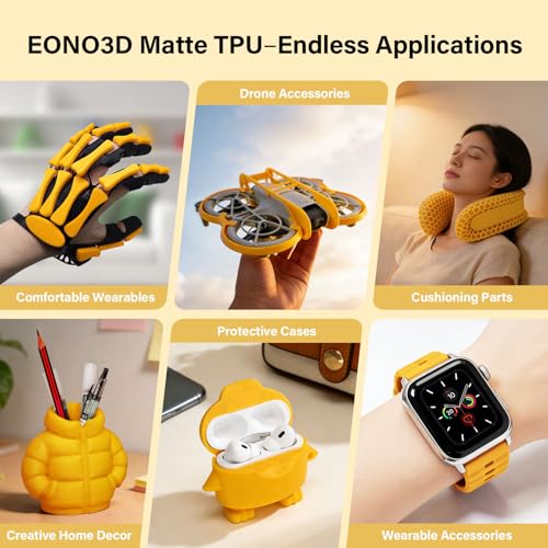 Matte TPU Filament 1.75mm, 1kg - Shore 95A Flexible & Durable TPU, Matte Yellow, Low-Gloss Matte Finish, Minimal Layer Lines, for Phone Cases, Wearables & Functional Parts - color: Matteyellow Tpu