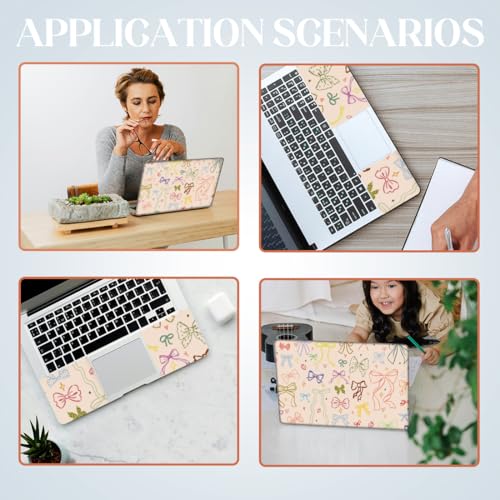 SUPERDANT 3Pcs Lovely Bowknot Laptop Skin 14.9x10.6in Cute Bow Trimmable Removable PVC Decal Wrap Sticker Cover for 12 13 14 15 15.6 Inch Notebook Art Protector for Girls - style: Lovely Bowknots