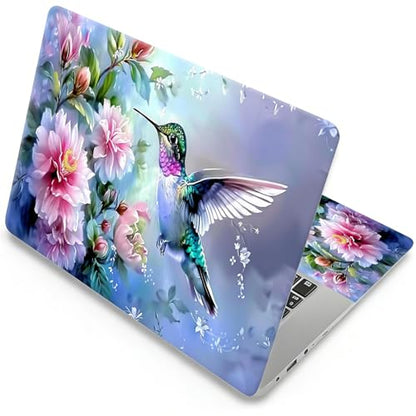 Universal Laptop Skin, DIY Cut-to-Fit Vinyl Cover Compatible with HP, Dell, Lenovo, Mac (13.3" to 15.6"), Anti-Scratch, No Residue & Bubble-Free Protective Decal Sticker, Hummingbird Pink Flower - color: Hummingbird Pink Flower