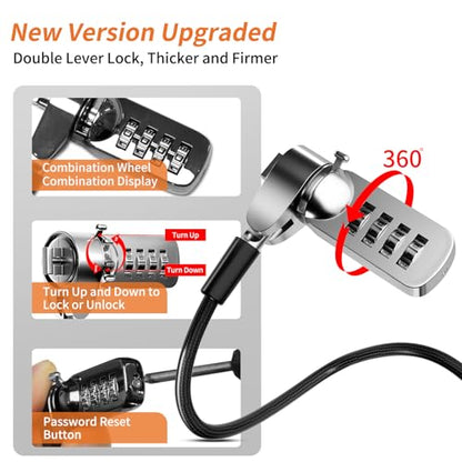 Computer Lock Laptop Lock with Slot Plate 6.23 ft Combination Security Locking Cable Digital Password Protection Lock Cable Anti Theft Lock for Laptop Computer Notebook and Other Device