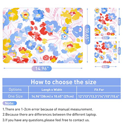 12.1 13 13.3 14 15.4 15.6 Inch Laptop Skin Decal, Laptop Skins Stickers Decals for Notebook PC, Universal Reusable Vinyl Laptop Cover Sticker, Waterproof Art Protector I Yellow Blue Red Flowers - color: Yellow Blue Red Flowers
