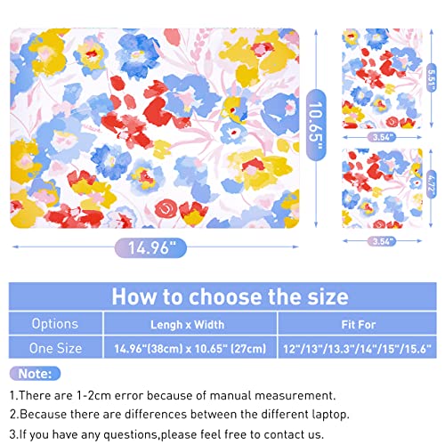 12.1 13 13.3 14 15.4 15.6 Inch Laptop Skin Decal, Laptop Skins Stickers Decals for Notebook PC, Universal Reusable Vinyl Laptop Cover Sticker, Waterproof Art Protector I Yellow Blue Red Flowers - color: Yellow Blue Red Flowers