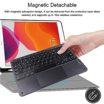 Ultra Slim Bluetooth Keyboard with Touchpad for iPad, Rechargeable Portable Wireless Keyboard for iPad Pro/Air/Mini, iPhone, Samsung Galaxy, Tablet, and Other iOS Android Windows Devices (Black) - color: black