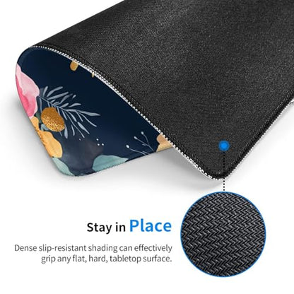Pink Flower and Succulents Gaming Computer Keyboard Cute Mouse Pad with Anti-fray Stitching, Premium-Textured Alfombrilla para Mouse with Non-Slip Rubber Base, 10 x 12 inch - color: Pink Flower and Succulents