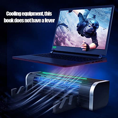 Laptop Cooler Gaming Notebook Cooling Pad Stand RGB LED Adjustable Silent 2600RPM Cable Tablet Desk Fan