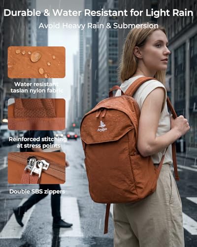 School Backpack for Teens, College Backpack Fits 15.6 Inch Laptop | Travel Backpack for Men Women, Book Bag, Casua Daypack, Water Resistant Fabric, Scratchproof Laptop Compartment (Caramel) - color: Caramel